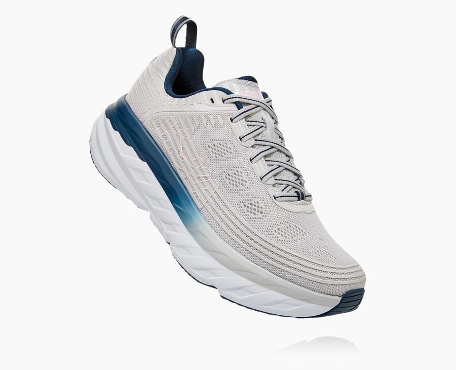 Zapatos Para Caminar Hoka One One Mujer Grises - Bondi 6 - ANZD47829